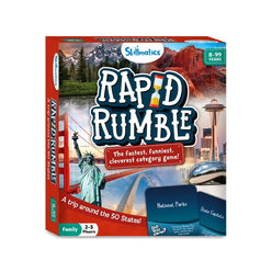Rapid Rumble board game for ages 8+ featuring a colorful map of the 50 States