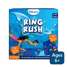Ring Rush underwater game box for ages 6+ featuring colorful aquatic search and find gameplay