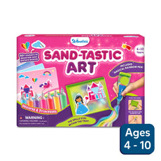 Sand art kit for kids featuring unicorns and princesses from Sand-Tastic Art collection