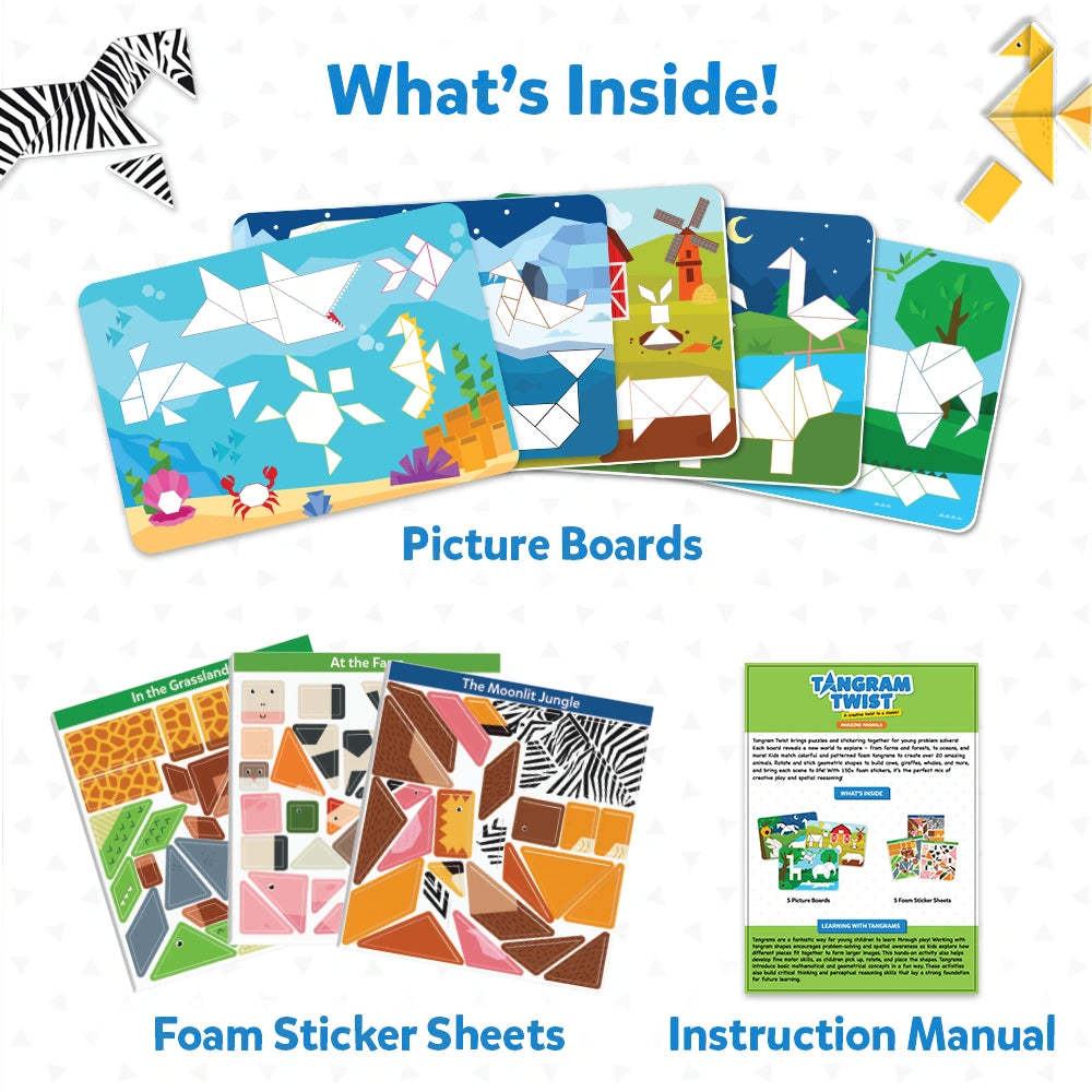 Tangram Twist: Amazing Animals | No mess sticker art (ages 4-7)