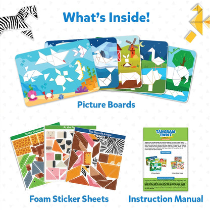 Tangram Twist: Amazing Animals | No mess sticker art (ages 4-7)