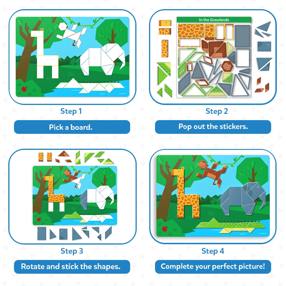Tangram Twist: Amazing Animals | No mess sticker art (ages 4-7)