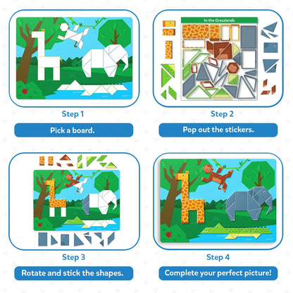 Tangram Twist: Amazing Animals | No mess sticker art (ages 4-7)