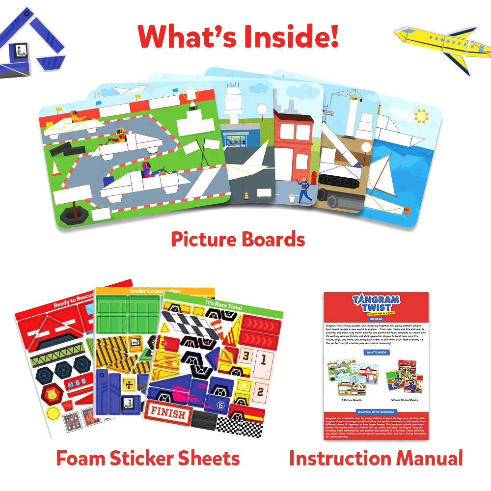 Tangram Twist: Off We Go! | No mess sticker art (ages 4-7)