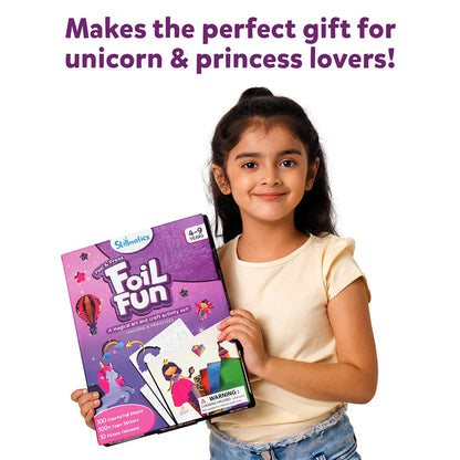 Skillmatics Foil Fun Unicorns & Princesses No Mess Craft Kit, (100+ Piece Art Set)