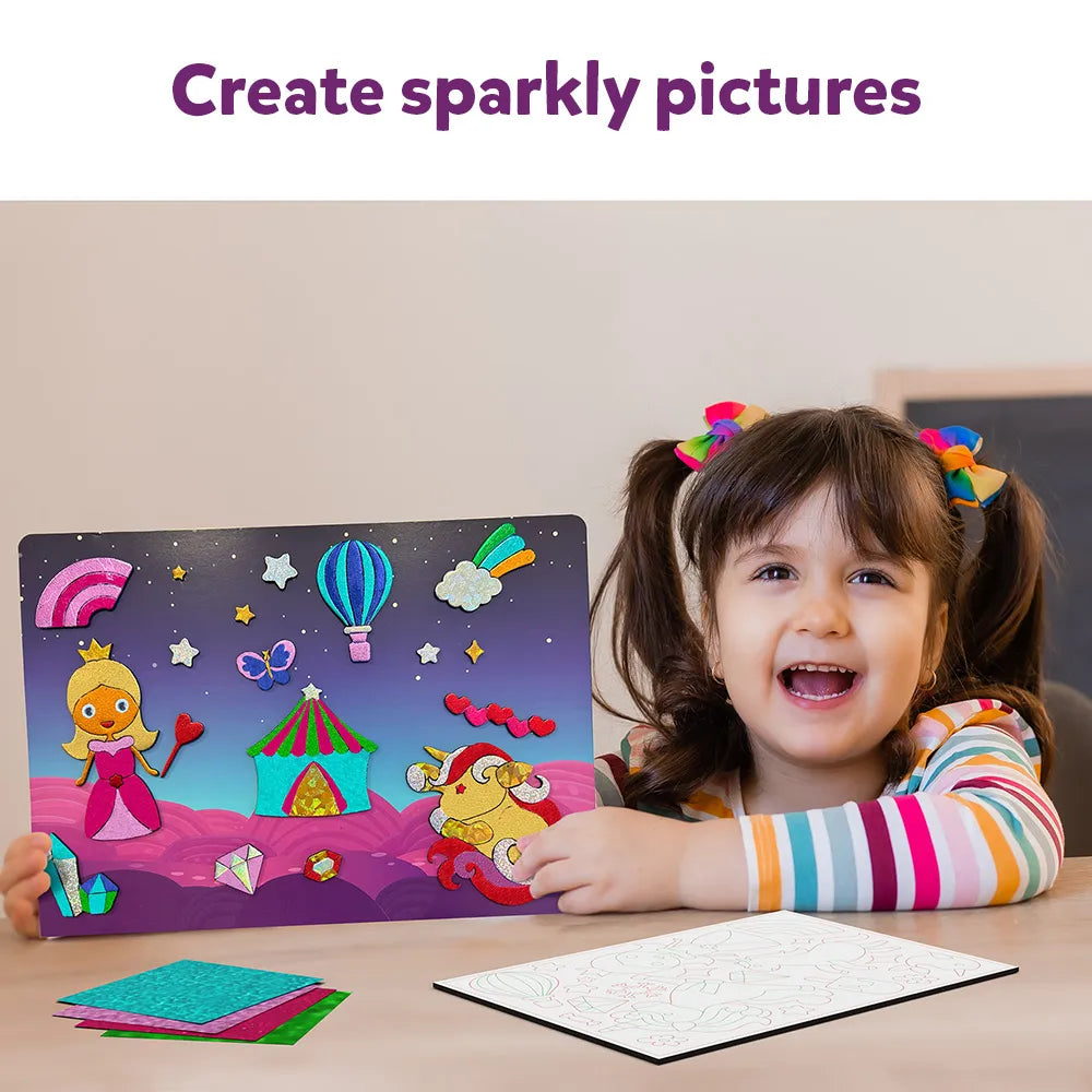 Skillmatics Foil Fun Unicorns & Princesses No Mess Craft Kit, (100+ Piece Art Set)