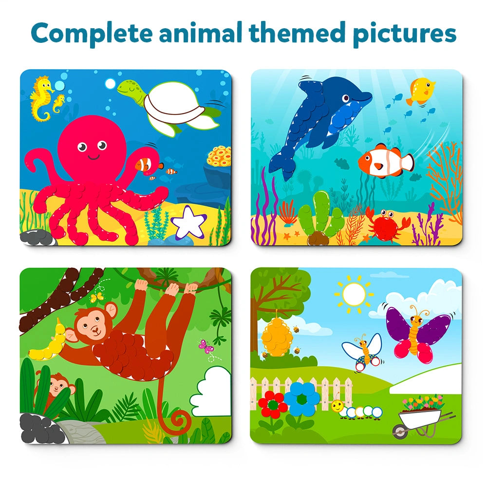 Skillmatics Dot It Sticker Art - Animals, Mess-Free Fun for Kids, 500+ Stickers, Craft Kits