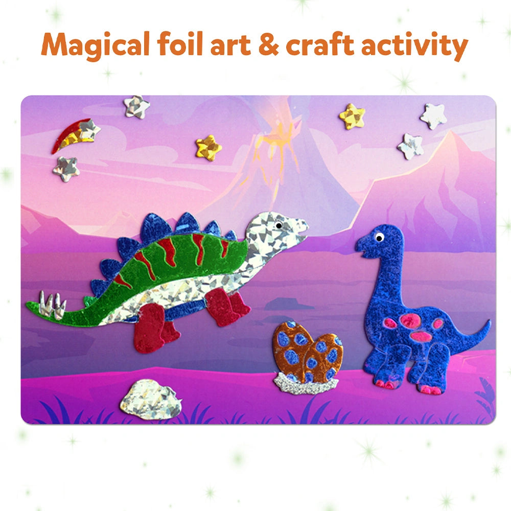 Skillmatics Foil Fun - Dinosaurs, No Mess Art for Kids, Craft Kits & Supplies, DIY Creative Activity