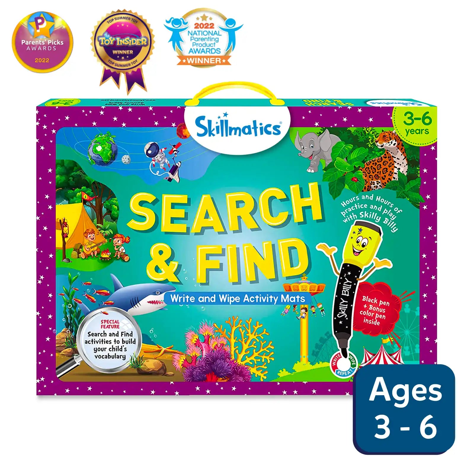Search & Find reusable activity mats for children ages 3 to 6, educational fun