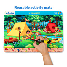 Camping-themed activity mat from Search & Find Reusable Activity Mats for ages 3-6
