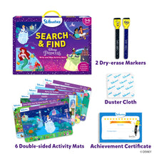 Disney Princess search and find activity set with reusable mats for kids ages 3-6