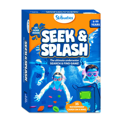 Seek & Splash Underwater Search Game Box displayed outdoors next to water area