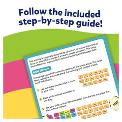 Educational word game instructions for Sentence Search Sentence Building Activity for ages 5-8