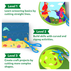 Scissor skills activity book from Snip Snip Amazing Animals Art & Craft Kit for ages 3-7