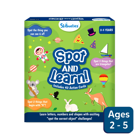 Educational card game Spot and Learn for children featuring colorful learning cards