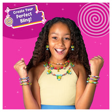 Smiling girl wearing colorful beaded jewelry from Tropical Paradise DIY Jewelry Kit