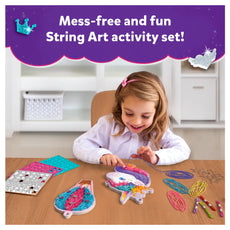 String art activity set featuring a colorful unicorn design for kids aged 6-12