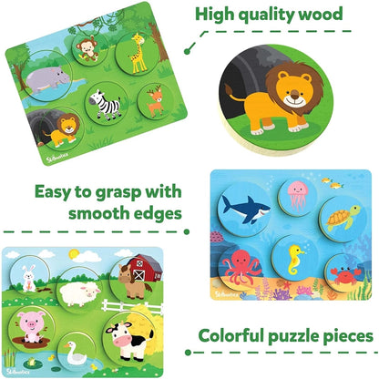 The Smartest Sorting Puzzles | 3 in 1 Learning Toy and Animal Puzzle for Toddlers (ages 2-5)