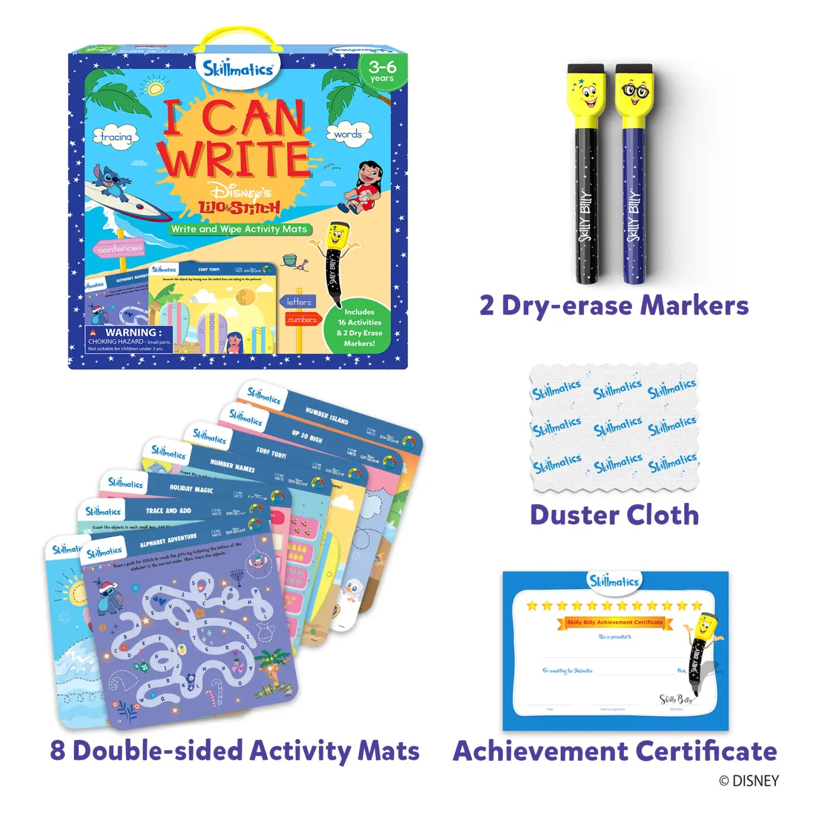 I Can Write Disney Princess and Lilo & Stitch activity set for early handwriting skills