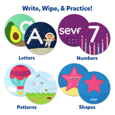 Educational write-and-wipe learning circles on reusable cards for toddlers ages 3-6
