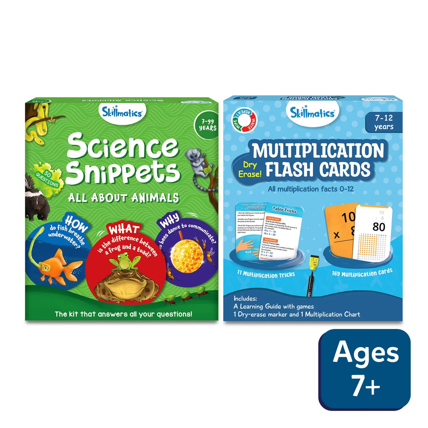 Educational learning kits for Science Snippets Animals and Multiplication Flash Cards