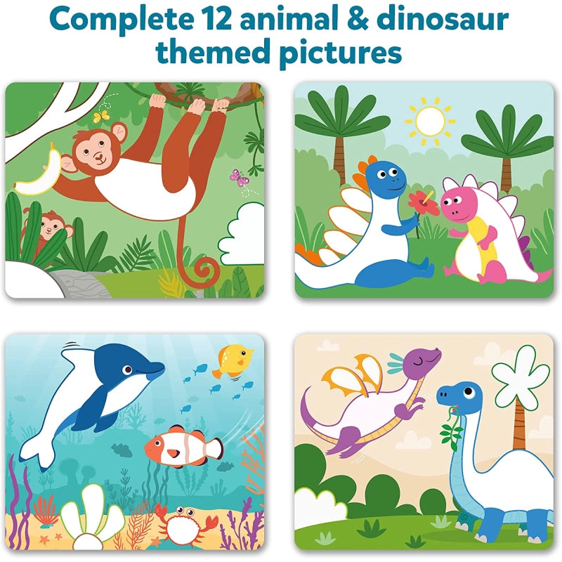Dot it! Combo: Animal & Dinosaur Themed | No mess sticker art (ages 3-7)